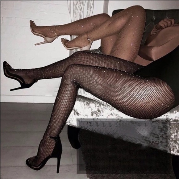 NEW! Fishnet Tights With Rhinestones - Picture 2 of 5